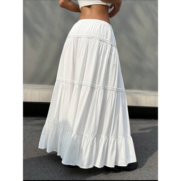 Boho maxi skirt tiered elastic waist black - Picture 4 of 5